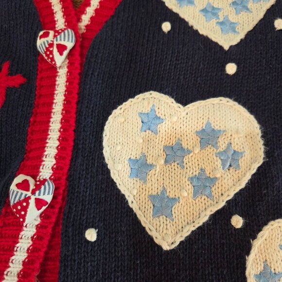 Vintage '96 Eagles Eye Collectibles Patriotic Parade Knit Vest Medium Navy Red - Picture 8 of 14